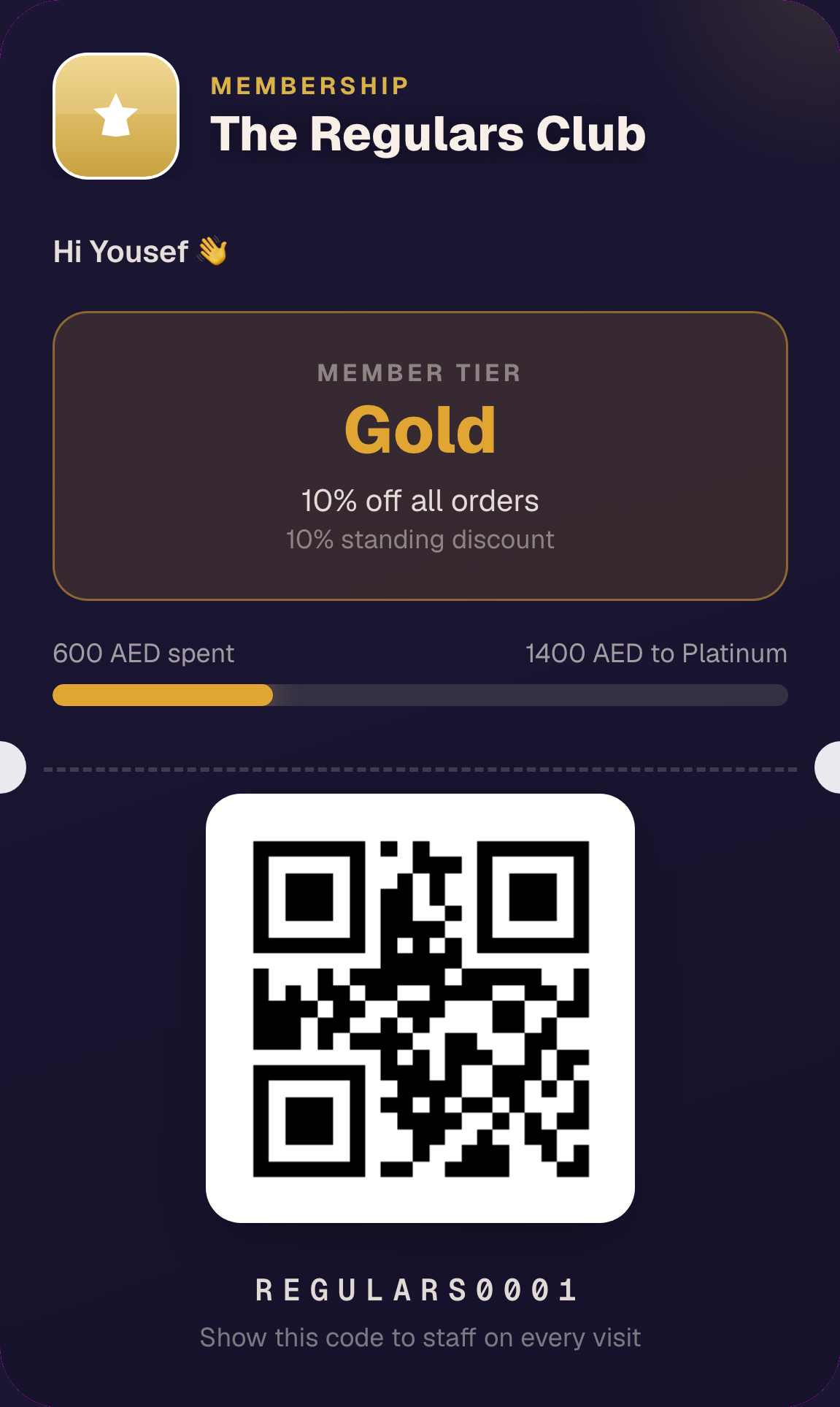 Membership tiers example